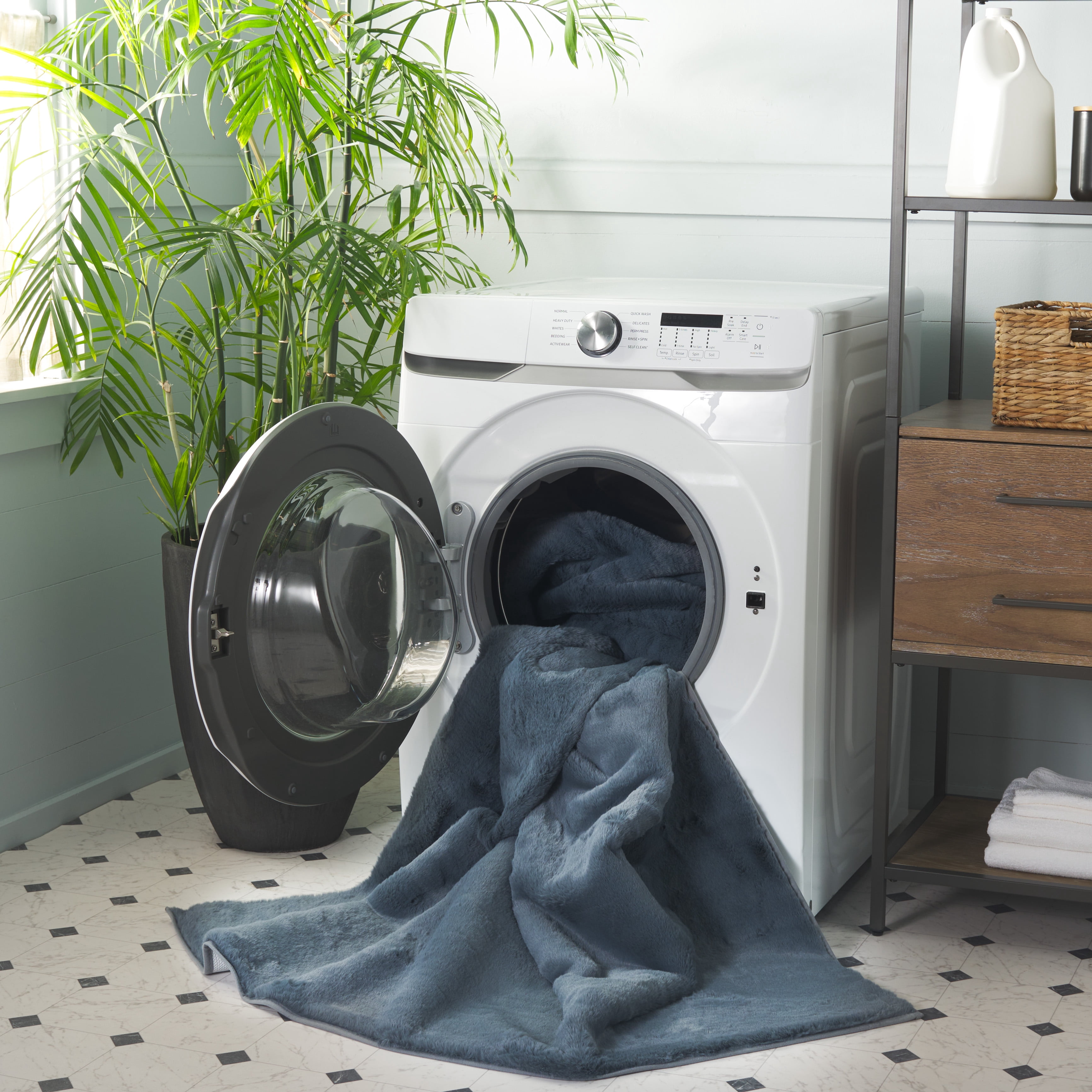 Safavieh Faux Rabbit Fur Davin Solid Machine Washable Slip Resistant Area Rug, Dark Gray, 6' x 6' Square