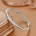 thumbnail image 5 of Pure Sterling Silver Bangle Cuff Bracelets, Adjustable N3X6 Bracelets,, 5 of 6