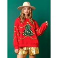 thumbnail image 2 of Sudaderas con capucha de retazos de purpurina para mujer, camiseta Vintage Harajuku, ropa de calle delgada de manga larga, ropa de Navidad, Top de otoño e invierno, 2 of 5