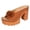 Brown, variant on Women's Flower Platform Chunky Lug Heels Slip on Backless Dress Sandals Boho Beach Casual Leather Comfortable Walking Dressy Pumps Slides 2026 Summer Khaki Size 8