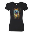 thumbnail image 2 of Bear Painting Splatter Abstract Art Animal Lover Womens Slim Fit Junior Tee, Black, Small, 2 of 3