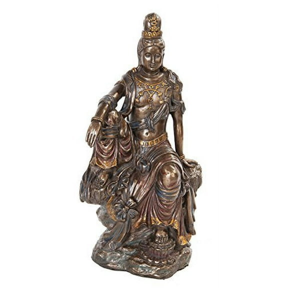 10.5 Inch Water and Moon Kwan Yin Hindu Resin Statue Figurine
