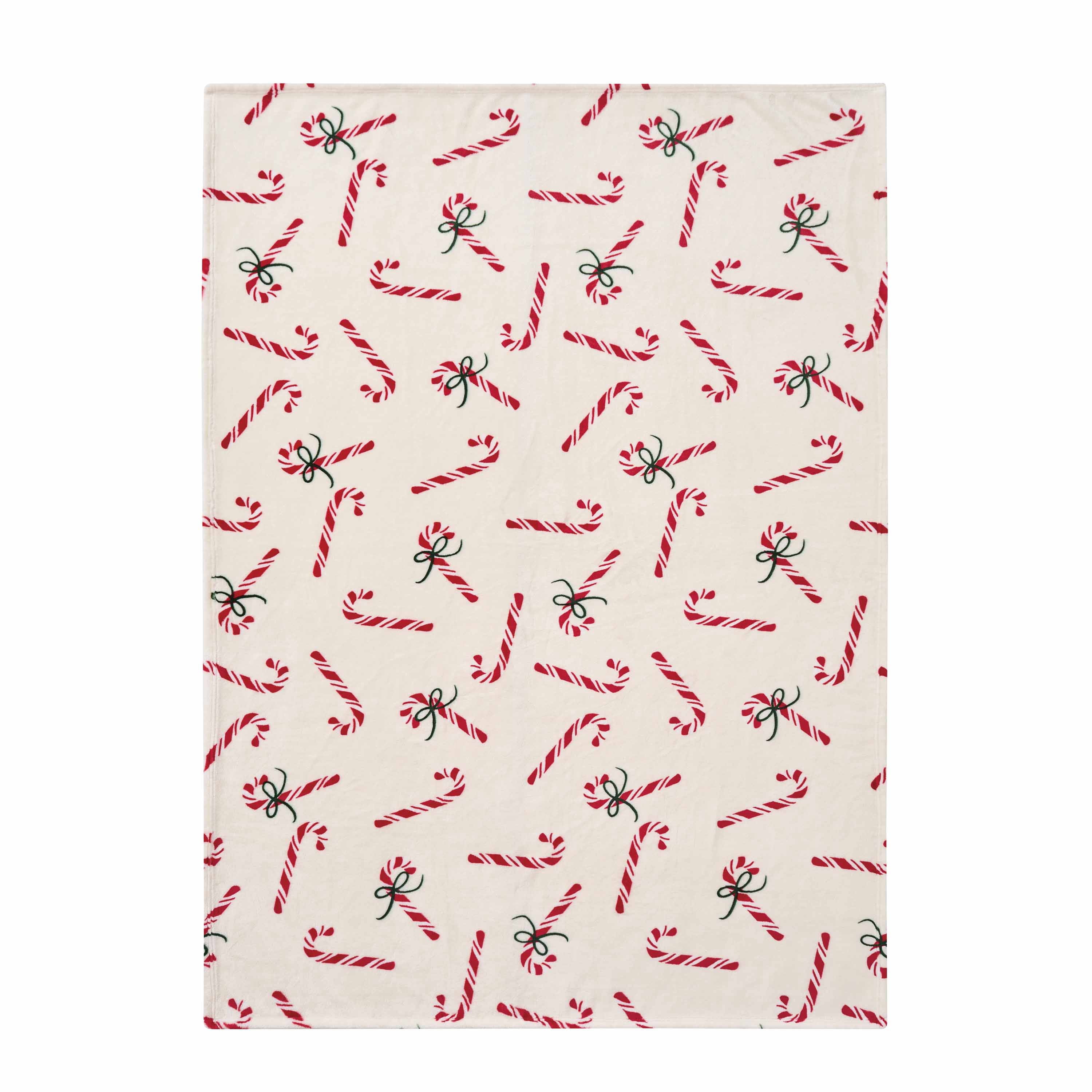 Hallmark Red Candy Canes Plush Throw, 50" x 70"