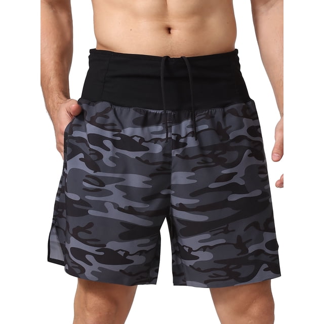Pantalones cortos deportivos para hombre con cintura ancha de bolsillo de secado rápido MABOTO Gris/L