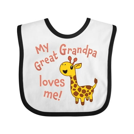 

Inktastic My Great Grandpa Loves Me- Cute Giraffe Gift Baby Boy or Baby Girl Bib