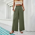 thumbnail image 5 of qolati Wide Leg Pants Women 2024 Summer Trendy Casual Flowy Lounge Trousers Dressy Smocked High Waisted Palazzo Beach Pants with Pockets, 5 of 6