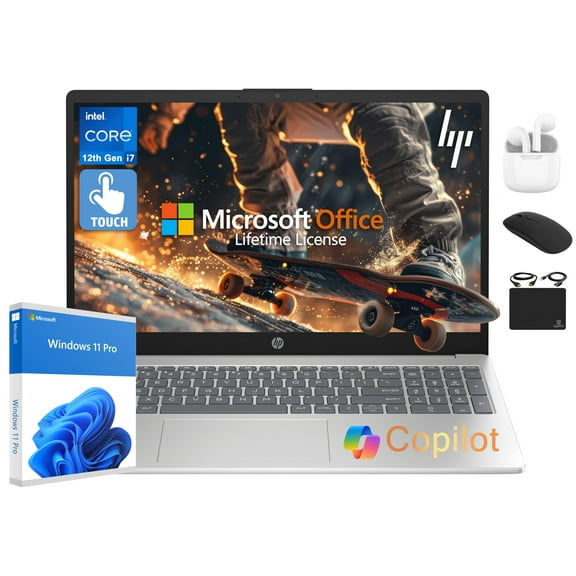 HP 2025 Flagship 15.6" FHD Touchscreen Laptop, 10-Core Intel i7 Processor, 32GB RAM, 1.5TB Storage (1TB SSD   500GB Ext), Iris Xe Graphic WiFi, HubxcelAccessory, Win 11 Pro w/Lifetime Microsoft Office