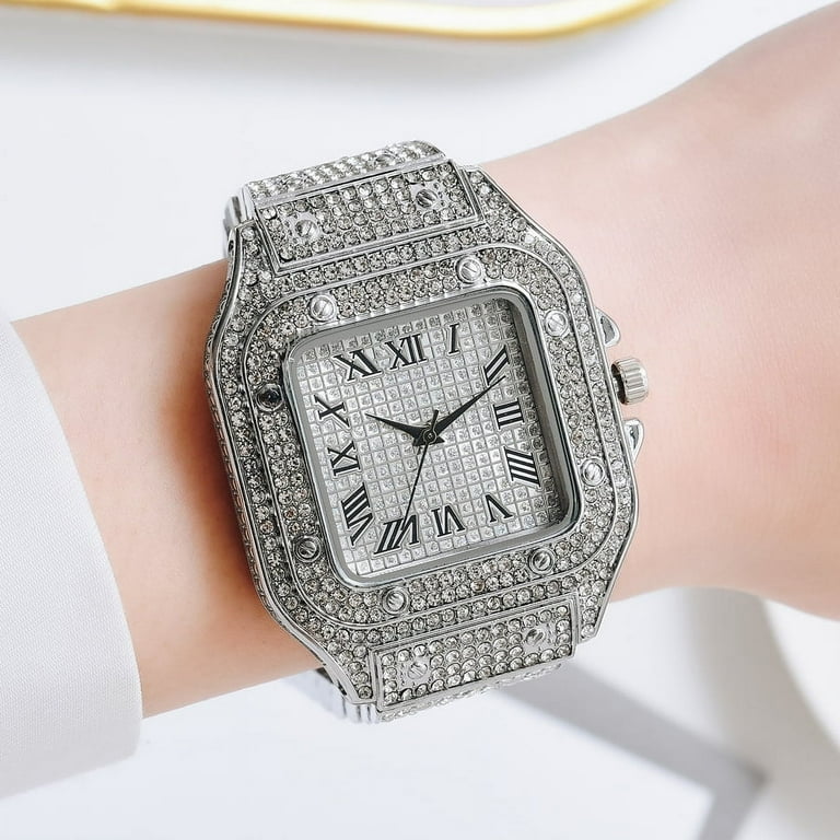Luxury Moissanite Iced Out Watches, Hip Hop Bust Down Unisex