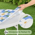 thumbnail image 5 of Blue Daisy Flower Green Leaves Pattern Round Fitted Tablecloth with Elastic Edge,Dining Table Cover Waterproof,Outdoor Round Tablecloth for Camping,Dining,Indoor and Outdoor, 5 of 7