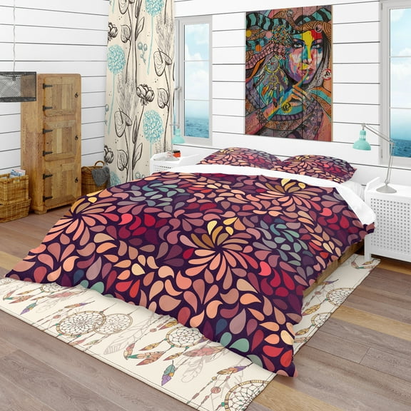 Designart 'Abstract Floral Pattern' Bohemian & Eclectic Duvet Cover Set