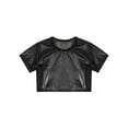 thumbnail image 3 of Yeahdor Kids Girls Boys Shiny Metallic Short Sleeve Crop Top Hip Hop Dance Performance T-Shirt Dancewear, 3 of 5