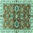 thumbnail image 1 of Ahgly Company Indoor Square Abstract Turquoise Blue Modern Area Rugs, 8' Square, 1 of 4