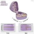 thumbnail image 4 of Purple Travel Jewelry Box, Heart-Shaped PU Leather Organizer, Portable Storage Case for Rings, Earrings, Necklaces, Ideal Gift for Women, Travel Essentials Peonies on Dark Purple Background, 4 of 7
