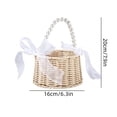 thumbnail image 3 of Yakvarog Handwoven Rattan Flower Girl Basket, Lightweight Wicker Basket with Bows & Pearl Handle, Summer Wedding, Bridal Shower, Petal Toss, Bridesmaid Gifts & Home Decor, 3 of 7
