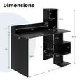 thumbnail image 2 of Gymax 48'' Modern Computer Desk Home Office Workstation w/ Hutch & Storage Shelves Black, 2 of 10