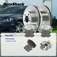 thumbnail image 3 of AutoShack Front Vented Drilled & Slotted Silver Zinc Coated Brake Rotors + Premium Ceramic Pads + Calipers 8-PC Brake Kit Replacement for 2014-2015 Volkswagen Jetta SilverShield Pro 11.34" (288 mm), 3 of 5