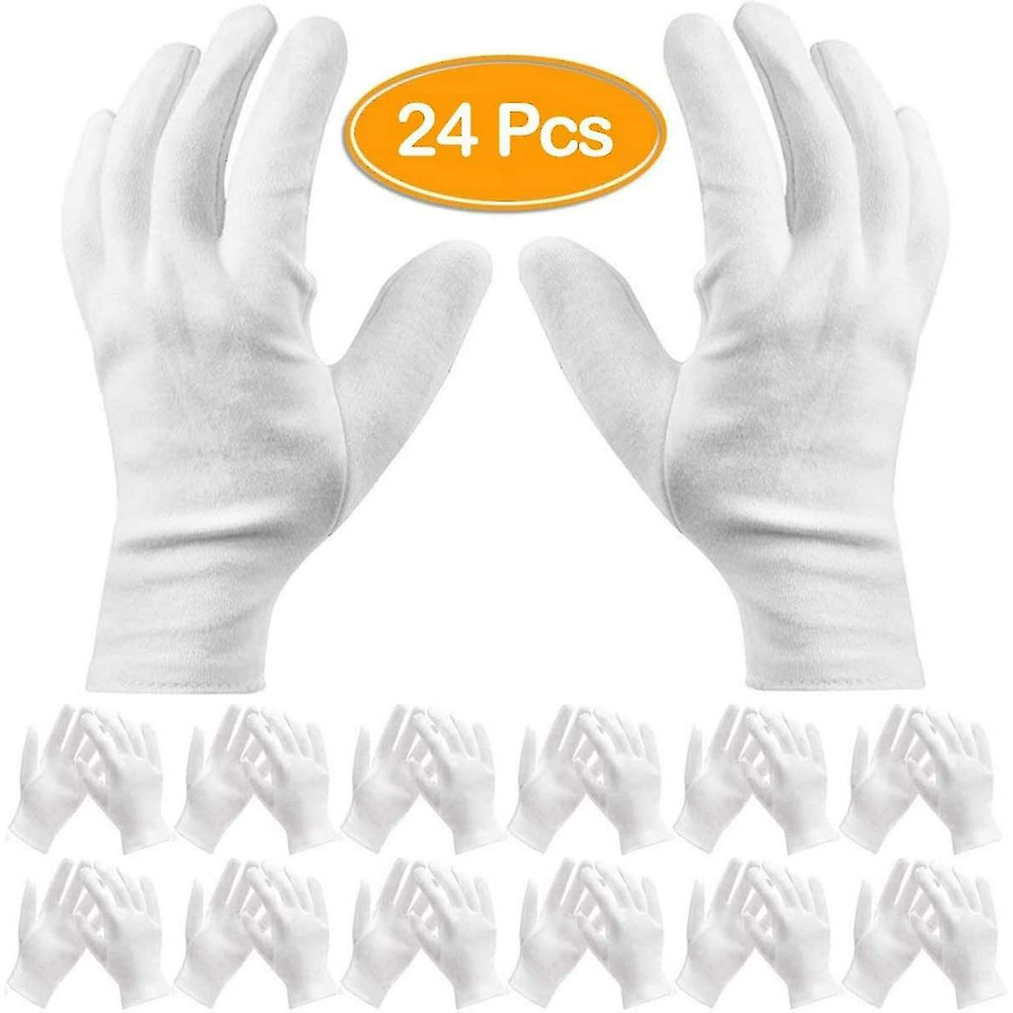 24pcs White Cotton Gloves Work Gloves For Jewelry Inspection