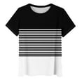 thumbnail image 6 of ABATAB Womens Striped Shirt Short Sleeve Crew Neck Tunic Tops Casual Loose Fit Fasion Summer Basic Tee Blouses, 6 of 7