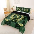 thumbnail image 2 of Catabedysis Golf Cart Letter A Queen Comforter Set For Boys,Green Geometric Plaid Pattern Comforter Sets Queen,Black Reversible,3 Pieces,1 Comforter and 2 Pillowcases, 2 of 7