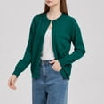 thumbnail image 5 of Lightweight Sweater Cardigan for Women Knitted Crew Neck Long Sleeve Button Down Coat Trendy Casual Comfy Clothes (L, Green), 5 of 7
