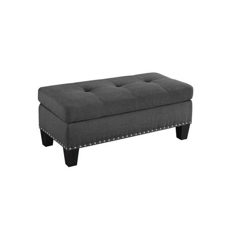 Hill Linen - Bowery Hill Kenwood Steel Gray Linen Ottoman