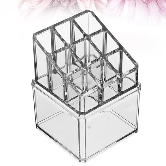 WHAMVOX Assorted Color Acrylic Lipstick Storage Case Durable Transparent Holder for Organizing Cosmetics 9 Compartments