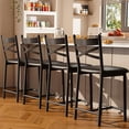 thumbnail image 1 of Juego de 2 o 4 Taburetes Altos para Barra de Cocina Tapizados en Terciopelo Gris Suave - Respaldo en X con Estructura Dorada y Reposapiés - Modernos y Cómodos, 1 of 6
