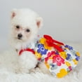thumbnail image 6 of JANGSLNG Summer Floral Print Small Medium Dogs Dress Lovely Bowknot Decor Sleeveless Foreleg Holiday Pet Outfit, 6 of 8