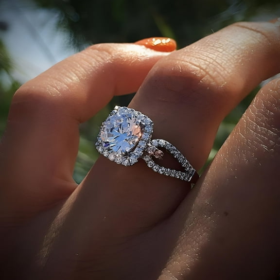 925 Sterling Silver Natural Gemstones White Sapphire Princess Ring