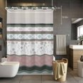 thumbnail image 5 of No Hook Shower Curtains with Snap-in Liner Set, Grey Stripes Abstract Waterproof Hotel Style Bathroom Shower Curtain, Geometric Spring Flowers Country Breathable Mesh Top Bath Curtains 60''x72'', 5 of 9
