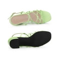 thumbnail image 4 of BLISSFUL STEP Women's Square Toe Knots Ankle Strap Block Heels Sandals Lime Lime Green 9.5, 4 of 7
