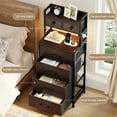 thumbnail image 5 of GUNAITO Nightstand with Charging Station and LED Light Bedside Table with Fabric Drawers and Storage Shelf Tall Nightstand for Bedroom Living Room Small Spaces Leather Brown, 5 of 8