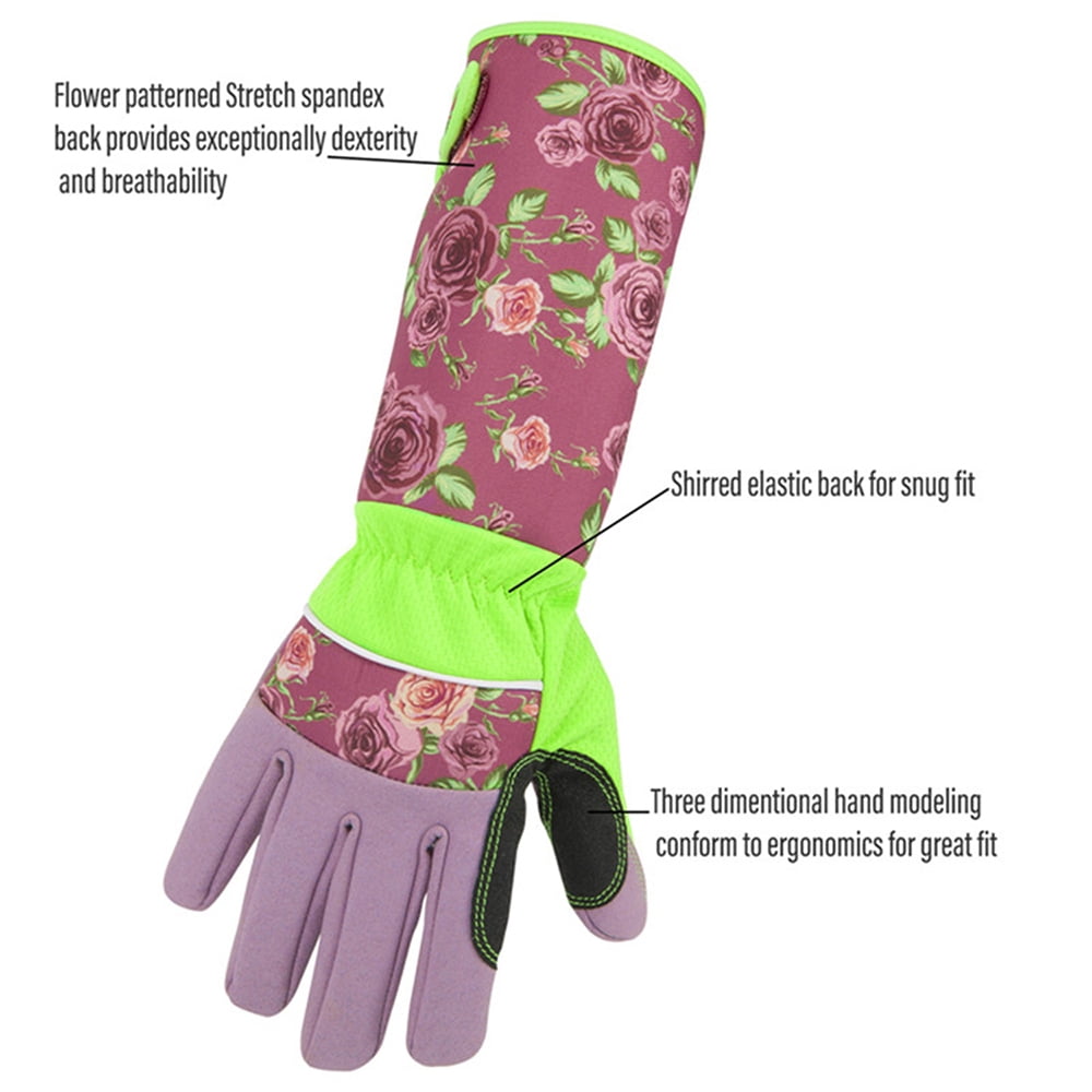 Ladies Synthetic Leather Long Cuff Gauntlet Rose Pruning Gloves Lawn Works 1 Pair, Size 7/S, Violet Red, SL7445 Vgo Garden Chores Gloves