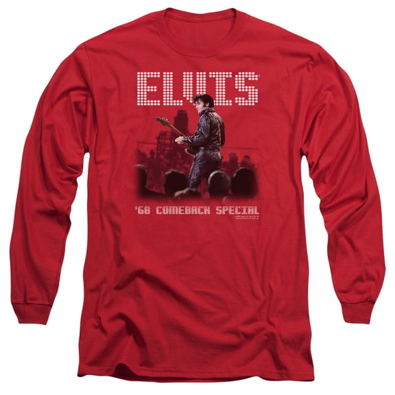 Trevco ELV521-AL-5 Elvis Presley & Return of the King Adult 18-1 Long Sleeve T-Shirt, Red - 2X