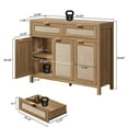 thumbnail image 2 of SICOTAS 43.5"W Large  Rattan Sideboard Buffet Cabinet with 3  Doors & 2 Drawers – Oversized Boho Storage Credenza Cabinet with Adjustable Shelves for Living Room, Entryway, Kitchen,Natural Oak, 2 of 7