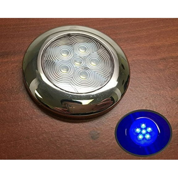 Pactrade Marine Boat Blue LED Ceiling Light SS304 Housing Surface Mount 12V 17LM 6 LEDs