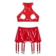 thumbnail image 5 of Conjunto de lencería Sexy de charol con aspecto mojado para mujer, cuello Halter, espalda descubierta, busto abierto, copas abiertas, sujetador, Tops con ligas con cremallera, ropa para discoteca, 5 of 5