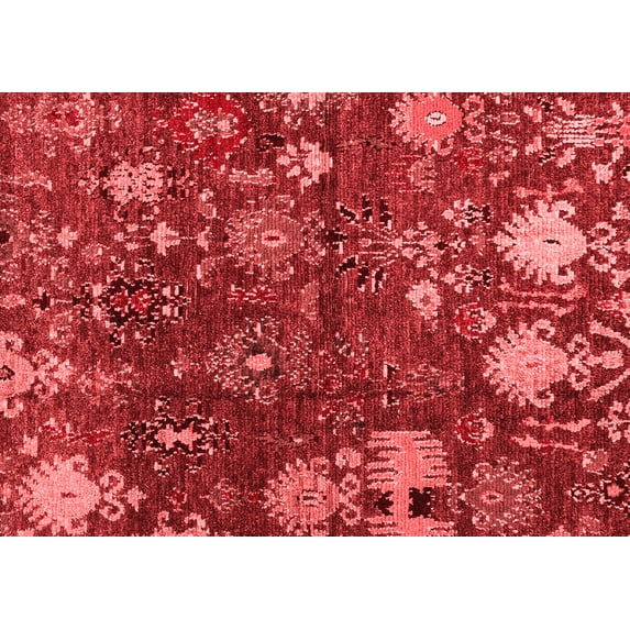 Ahgly Company Indoor Rectangle Abstract Red Modern Area Rugs, 7' x 10'