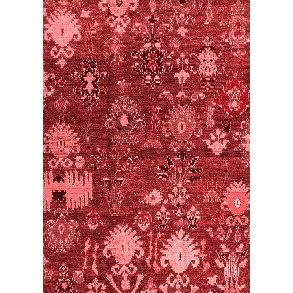 Ahgly Company Indoor Rectangle Abstract Red Modern Area Rugs, 5' x 7'