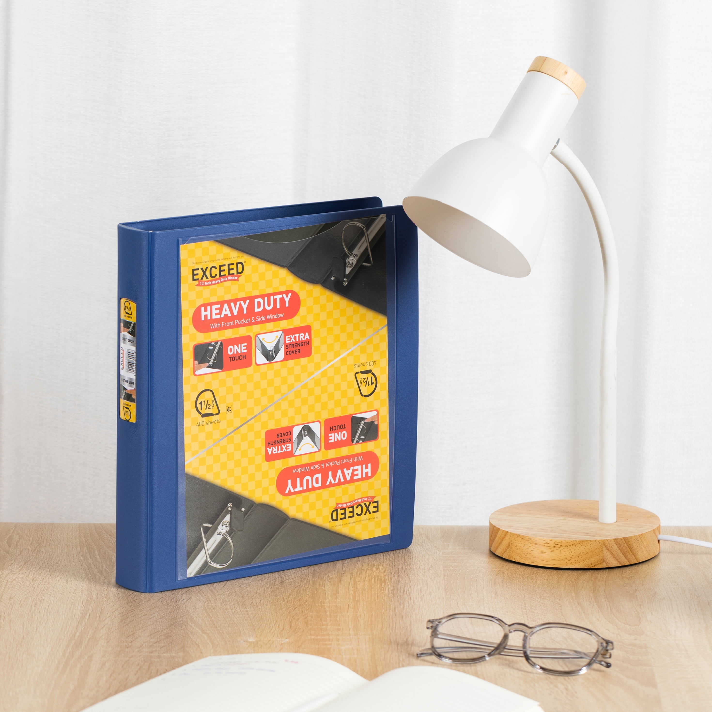 Exceed 1.5 inch Heavy Duty Binder,Washed Indigo, Slant D-Ring