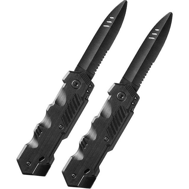Cuchillos retráctiles, 2 piezas, dagas que desaparecen, cuchillo de hoja de plástico, cuchillos falsos, accesorio, truco de broma para Halloween, Día de los Inocentes (estilo complicado)