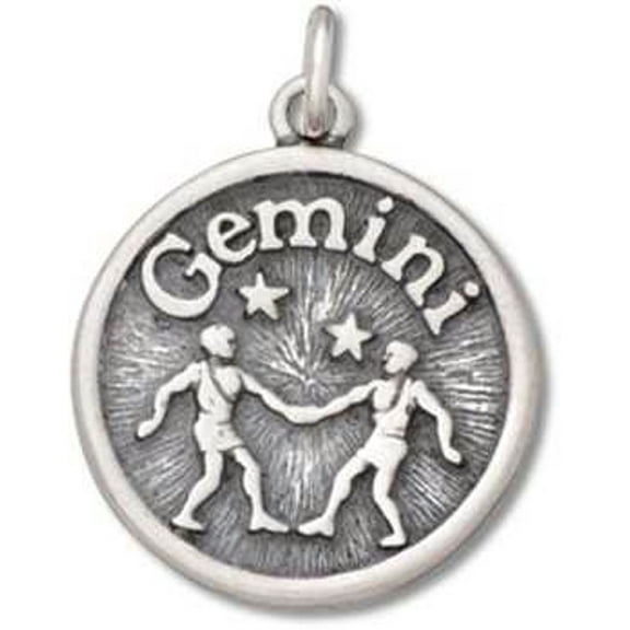 Sterling Silver 16" .8mm Gemini Twins Intelligent Zodiac Horoscope Symbol Pendant Necklace