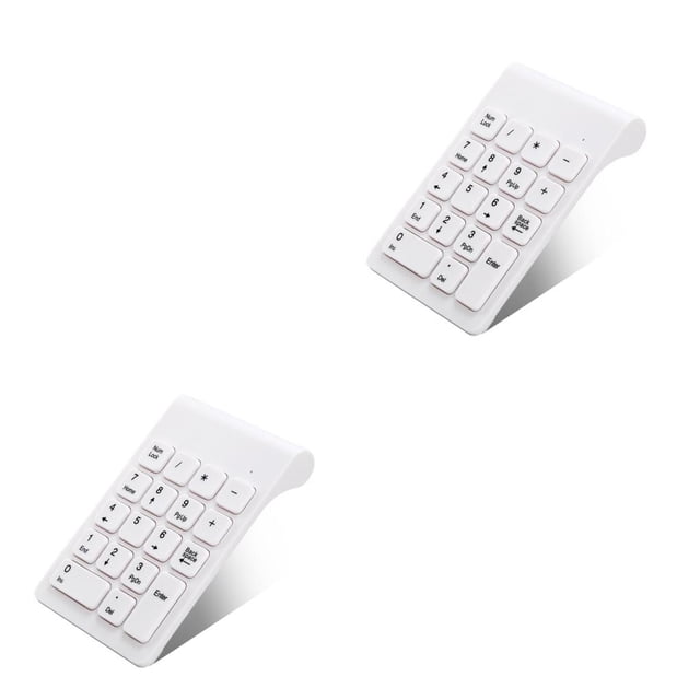 crativent Small-size USB Wireless 18 Keys Keyboard Number Home Use for Laptop Accounting Teller Computer Desktop PC White 2Set