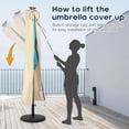 thumbnail image 4 of Solar Patio Umbrella Cover - LED Lighted Outdoor Table Umbrella Cover for 7.5ft 8ft 9ft 10ft 11ft UV Protection Waterproof Oxford Folding Rod (Beige), 4 of 8