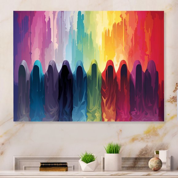 Designart "Unity in Prayer Islam" Islam Metal Wall Art, Colorful Metal Wall Decor, Traditional Metal Art Decor For Hallway - 32x16 Inch