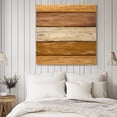 thumbnail image 4 of Farmhouse Yellow Brown Wall Art Painting on Canvas, Vintage Wooden Striped Canvas Art Home Prints Wall Art Framed Modern Artwork for Living Room Bedroom Wall Decor 16x16in, 4 of 9