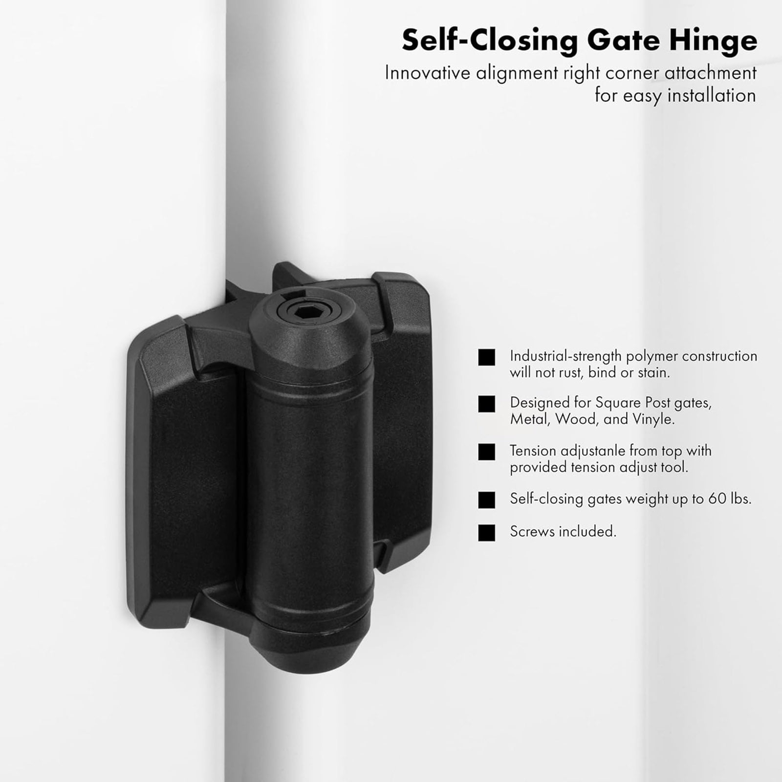2Pcs Adjustable Tension Narrow Spring Hinges Auto Closing Gate Hinge Door Hardware for Outdoor Gates Enduring