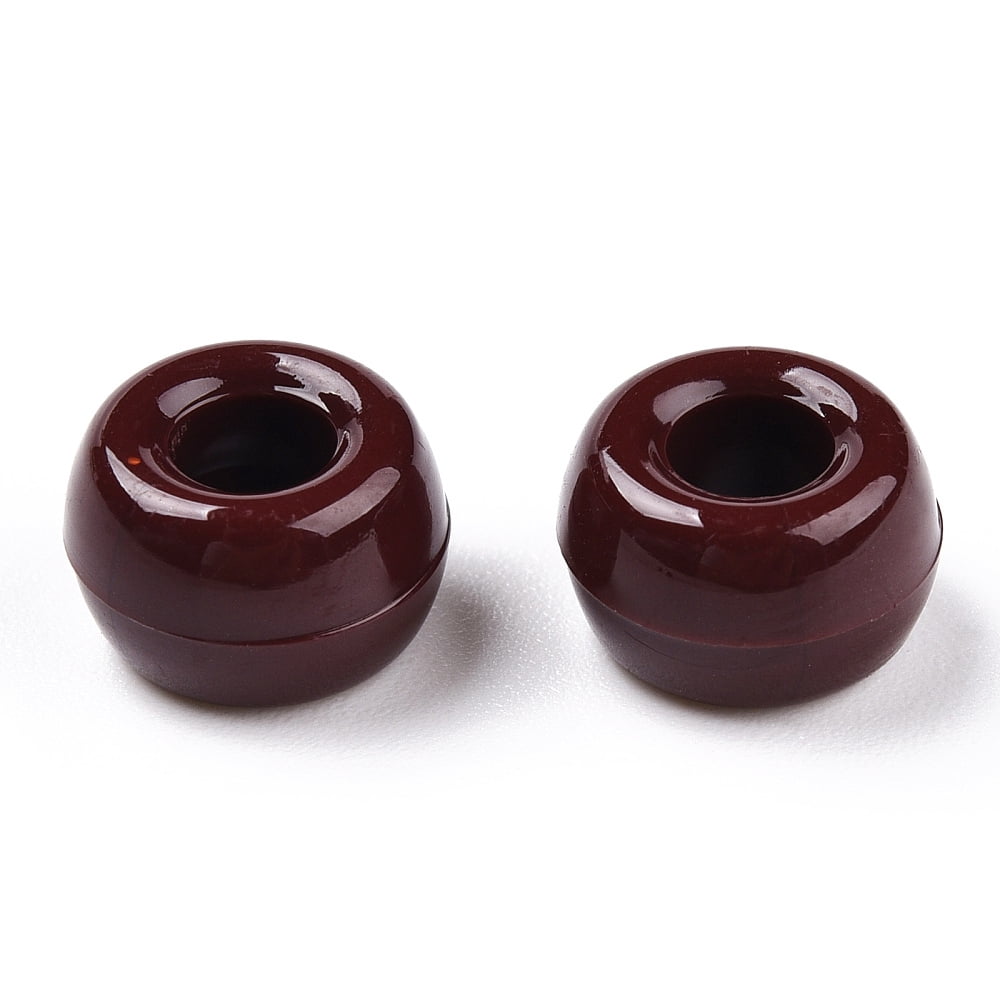 500g Opaque Plastic Beads Barrel Coconut Brown 9x6mm Hole: 3.8mm 1950pcs/500g