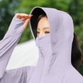 thumbnail image 5 of Sexlip Women Full Face Cover Hooded Sun Protection Jacket Full Zip Long Sleeve Cropped Ice Silk Lightweight Breathable Outdoor Cycling Fishing Outer Coat With Thumb Holes Purple Free Size, 5 of 6