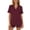 Wine, variant on Cekizud Two Piece Sets for Women Button Down Shirt Ruffled Shorts Pajama Set Loungewear,Sizes S-2XL